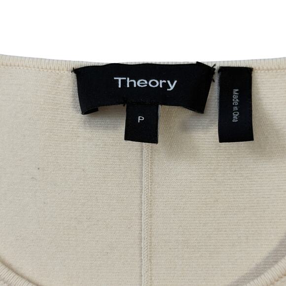 Theory Peplum Shaped Shell Top Knit Ivory Size P - Picture 5 of 6